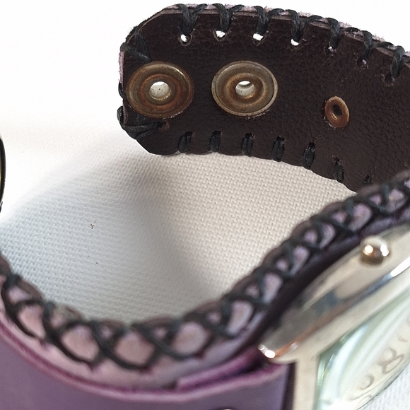 LSDA Purple Stainless Steel Leather Ladies Wrist Watch, New Battery - Picture 6 of 7
